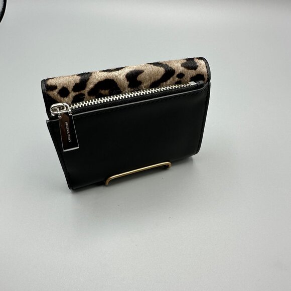 Michael Kors Jet Set Charm Black Leather and Leopard Print Calf Hair Wallet NEW - Picture 6 of 15
